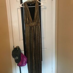 Gold/Bronze Open Leg Jumpsuit